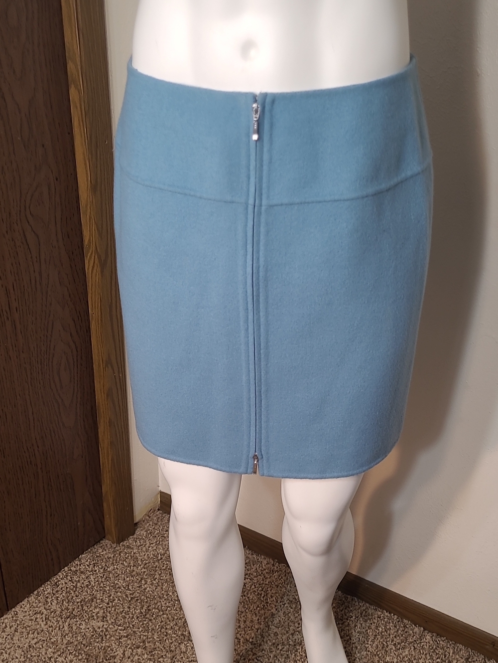 Alexandra Bartlett 90% Wool,5% nylon,5% angora Powder Blue Zip-Front Mini Skirt